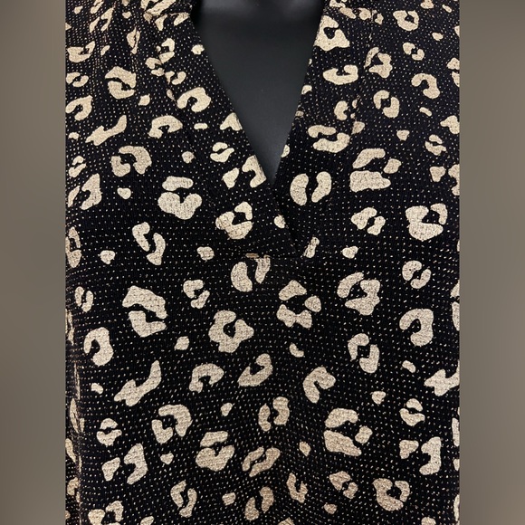 BLACK AND GOLD LEOPARD SHIMMER WEEKENDER TOP SIZE SMALL NEW! - Picture 6 of 14